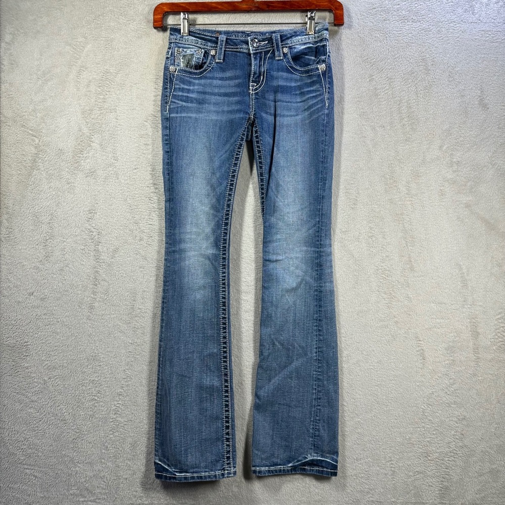 Miss Me Bootcut Jeans Kids Size 16 Blue YK6242B Embellished Y2K Western Bling